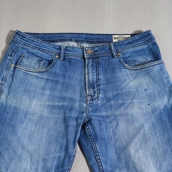 Buffalo Jeans men's size 36X30 hard washed blue Jack-X slim straight stretch - Picture 2 of 14